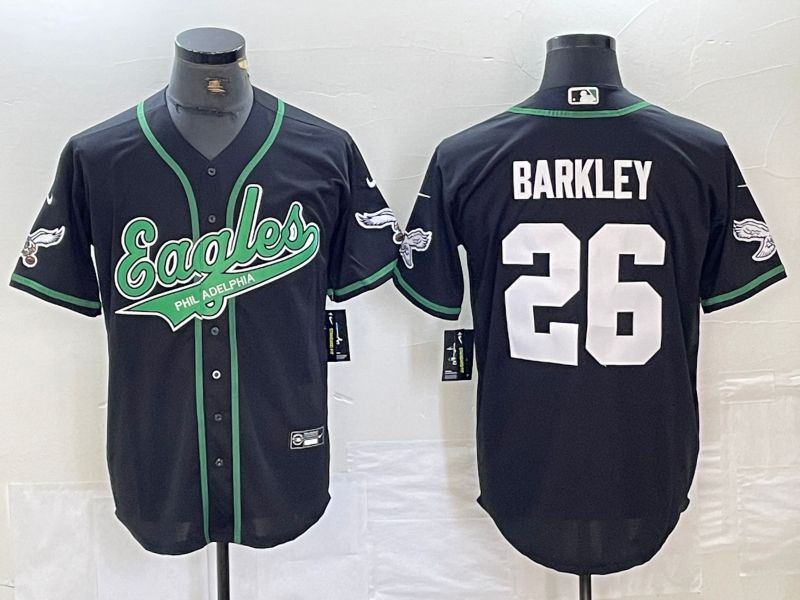 Men Philadelphia Eagles #26 Barkley Black 2024 Nike Co branded NFL Jersey style 9->philadelphia eagles->NFL Jersey